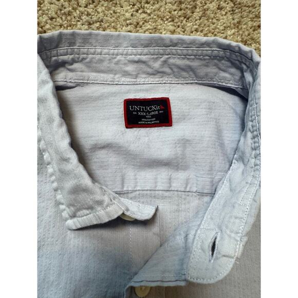 UNTUCKIt short Sleeve button down shirt, XXXLT; Gray cotton weave - Picture 5 of 9
